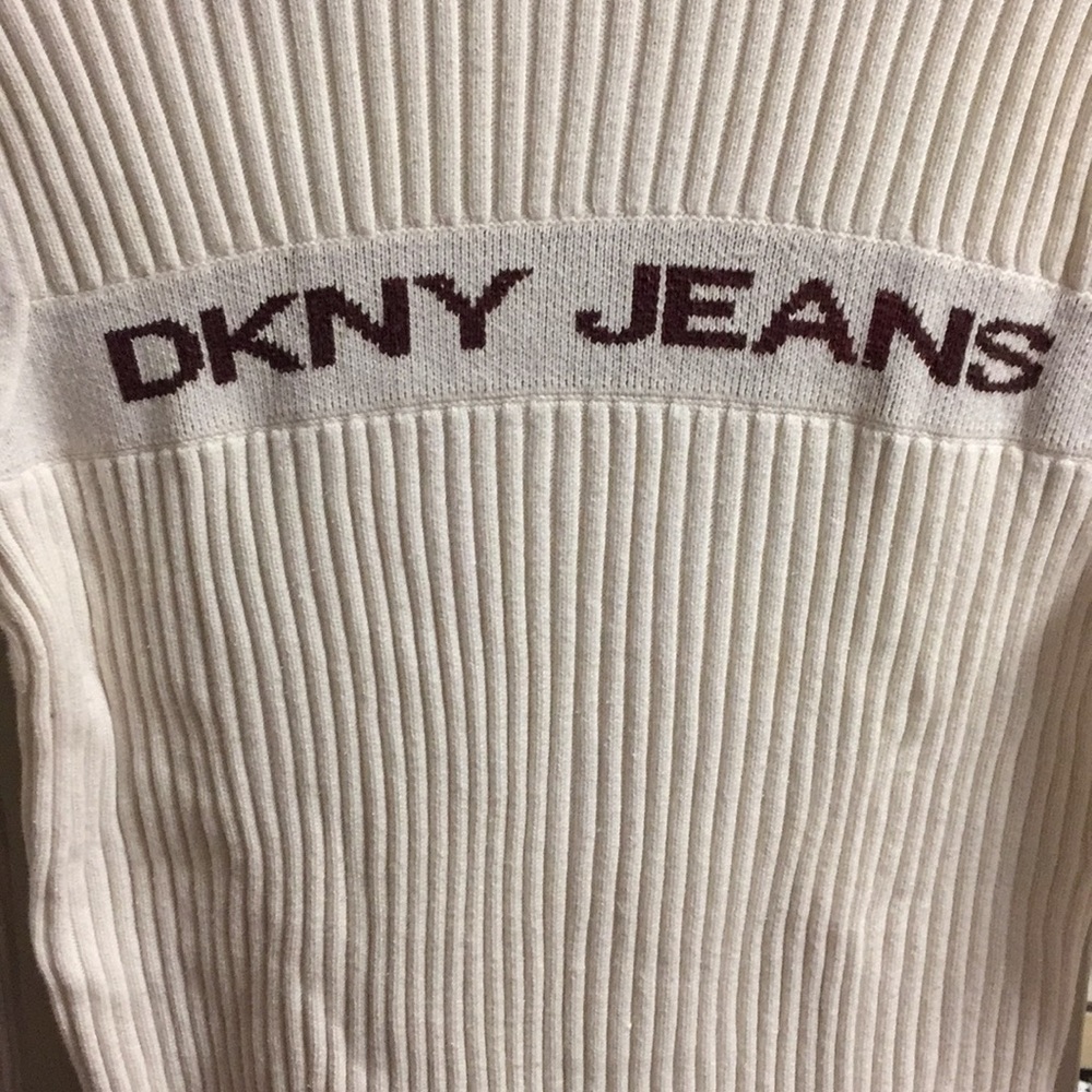 White DKNY Jeans Turtleneck Sweatshirt